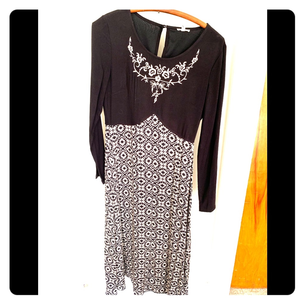 Satin Black floral pattern dress